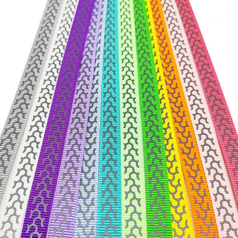 Polyester Custom Printed Reflective Nylon Webbing Tape Custom Reflective Webbing For Dog Collar Dog Leash