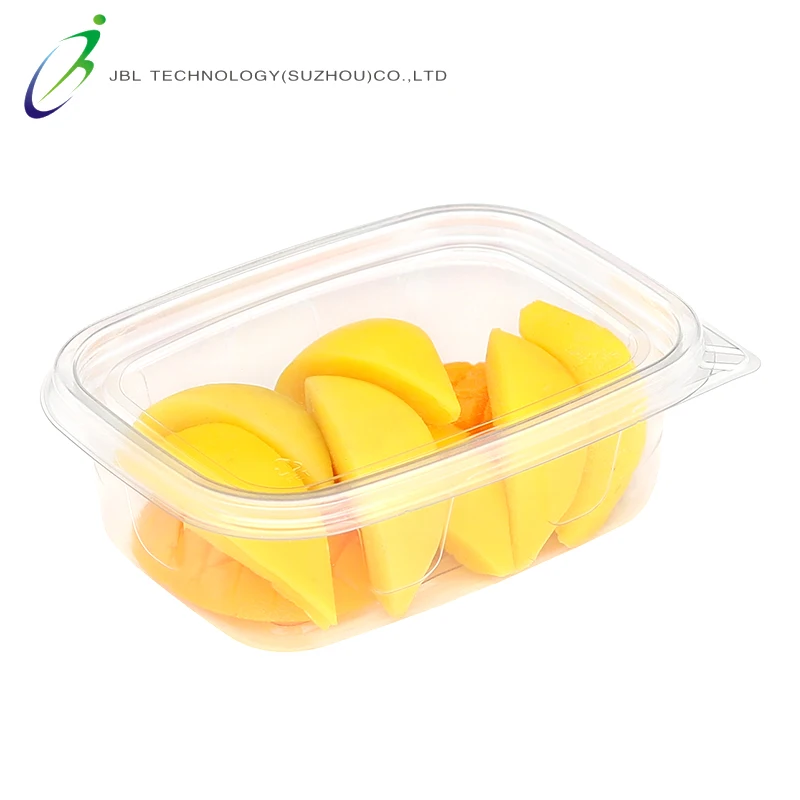 Factory disposable takeaway rectangle rpet deli box fruit salad plastic clear packaging fresh cut fruit container with lid