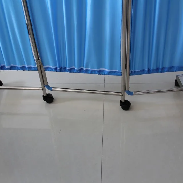 Medical Stainless Steel Hospital Furniture 4 Folded Ward Screen Medical Ward Curtain