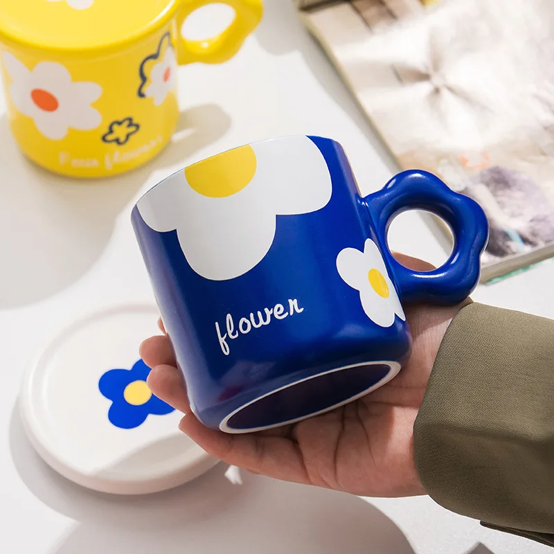 Хит продаж симпатичные милые цветы нордическая керамическая чашка для девочек детская кружка завтрака молока кофе с крышкой блюдце