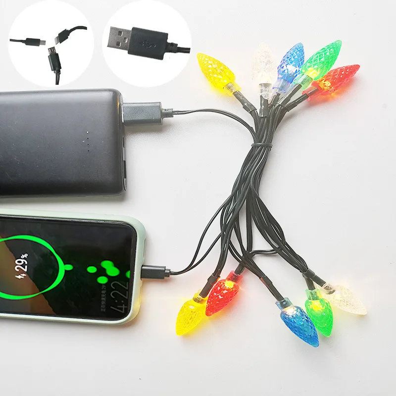 Christmas 1.4M LED usb cable 10 light micro type c rgb cable