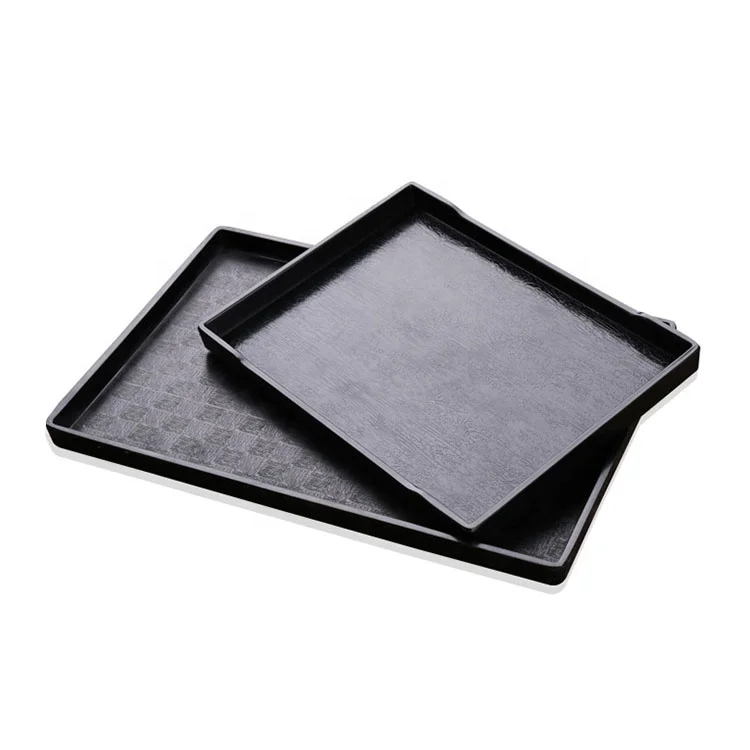 Wholesales Rectangle Plastic Buffet Plate Hot Pot Plate Melamine Hotel Service Tray