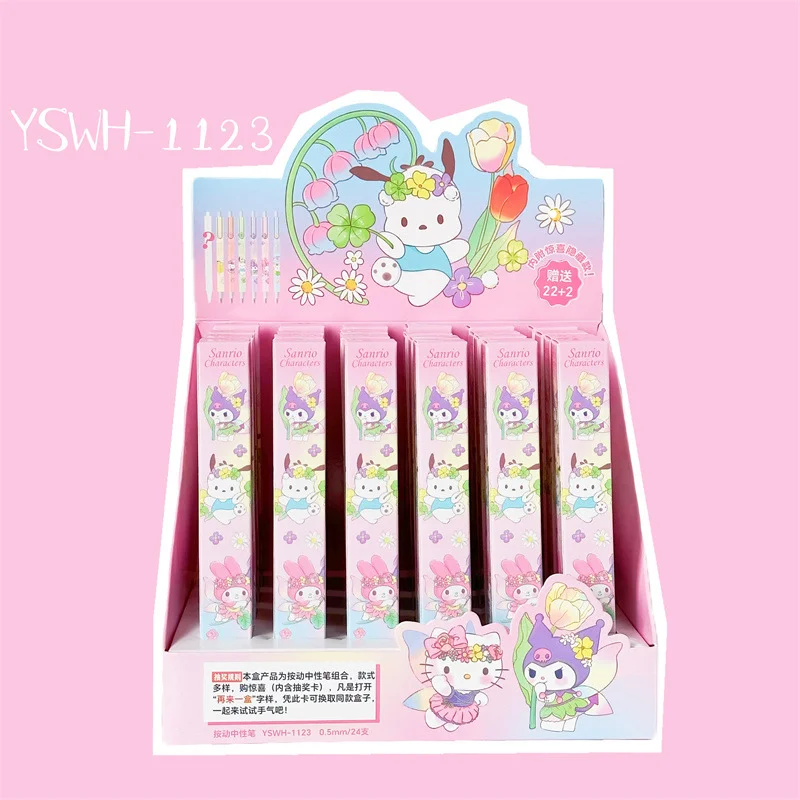 24 Pcs New Sanrioed Gel Pens Student blind box Pen Lovely School Supplies Wholesale Stationery Store Model Anime Pen Water Cup