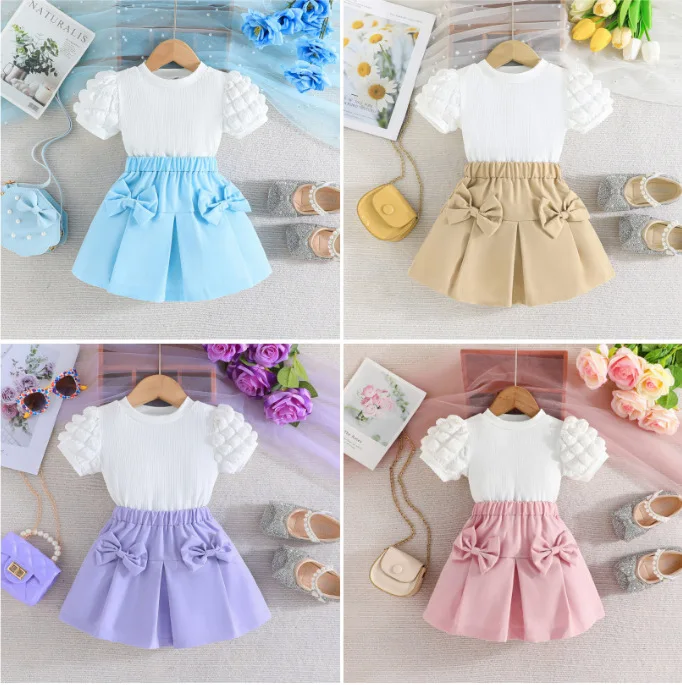 2024 New Kids Outfit Toddler Boutique Skirt And T-shirt Two Piece Girls Clothing Sets Sweet For Little Girls