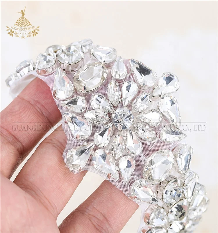 Fashionable design crystal rhinestone appliques for wedding dress