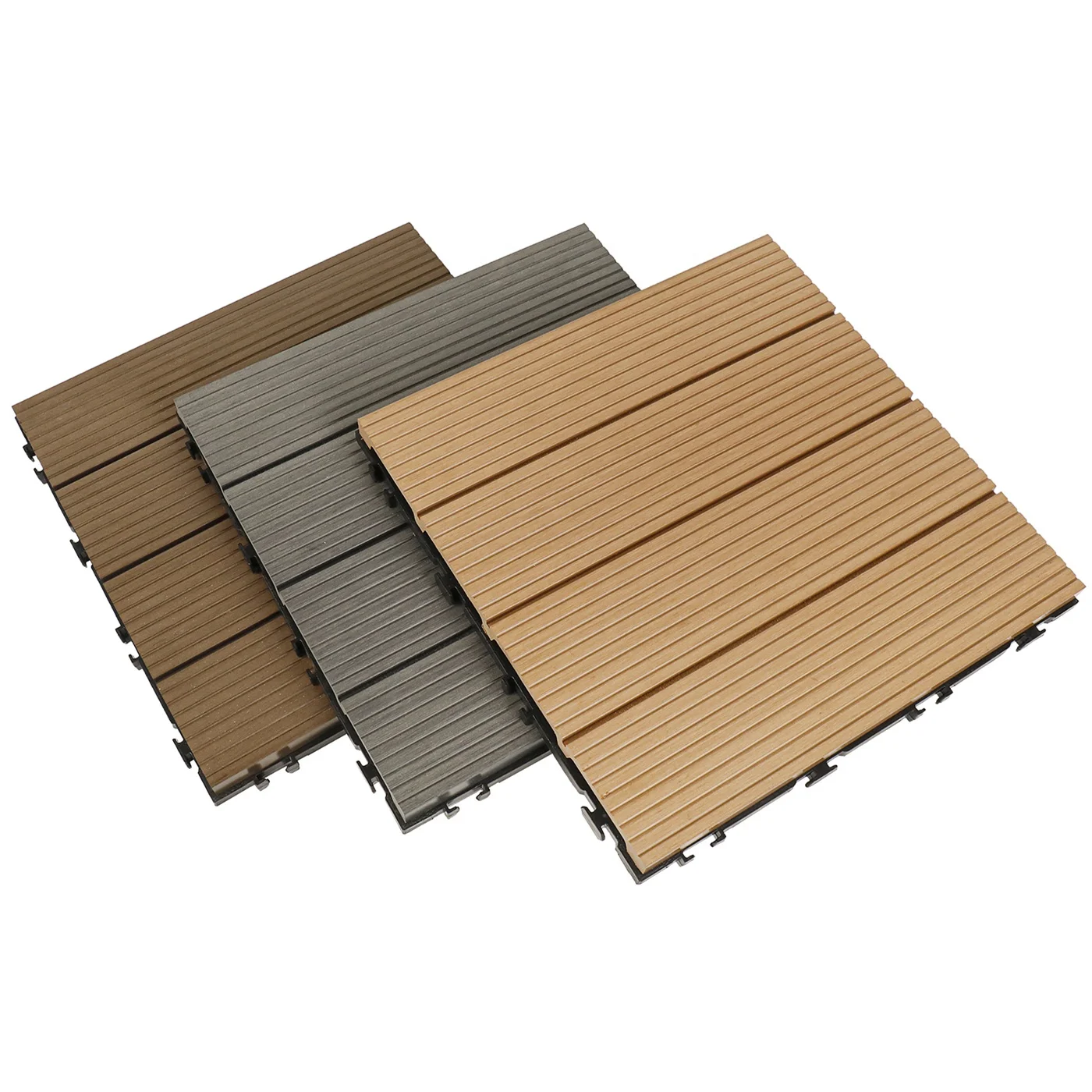 Real WPC Decking Tiles Synthetic Wood Outdoor Flooring Tiles XF-C029 300*300*27 mm