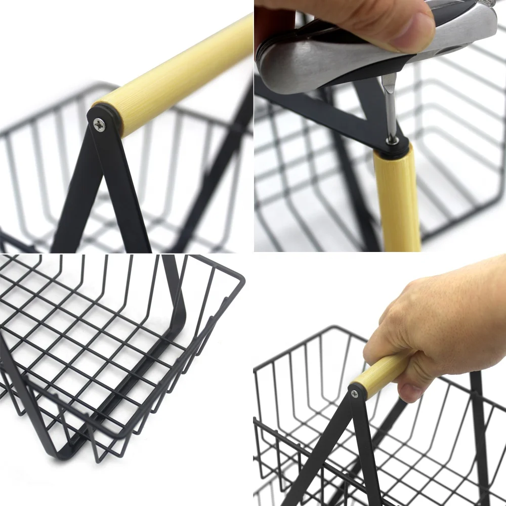 Kitchen Utensil Rack with Colorful Metal and Iron Storage Basket Home Use Vegetable Rack and Kitchen Storage Solution