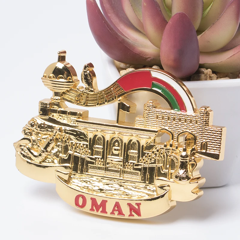 Custom Oman Zinc Alloy 3D Fridge Magnets,Wholesale Metal Oman Tourist Souvenir Fridge Magnet