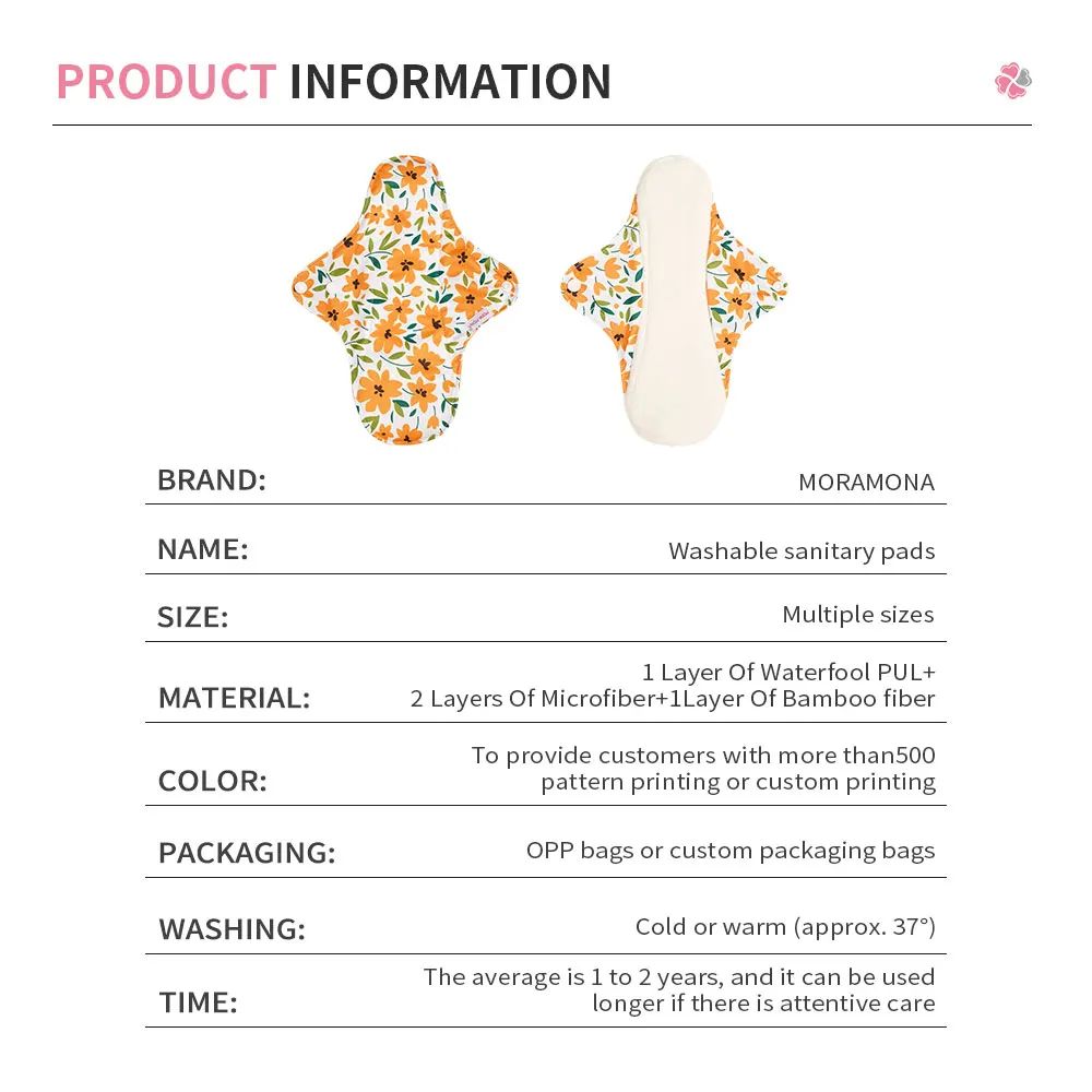 Washable Bamboo Leak Proof Waterproof Menstrual Period Pads Reusable Sanitary Towels