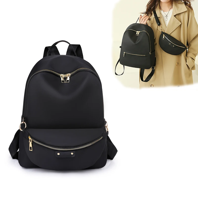China factory college black ladies small women fashion backpack with waist bag and luggage strap