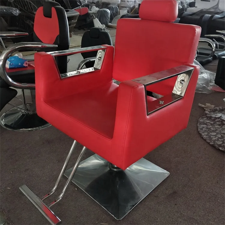 Siman high quality special haircut lifting beauty hair salon furniture red black barber styling chair for sale