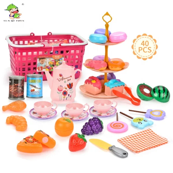 2023  Educational Toy Funny Outdoor Picnic Set Dessert Cake Tower and Fruit Set Pretend Play Preschool Kitchen Toys