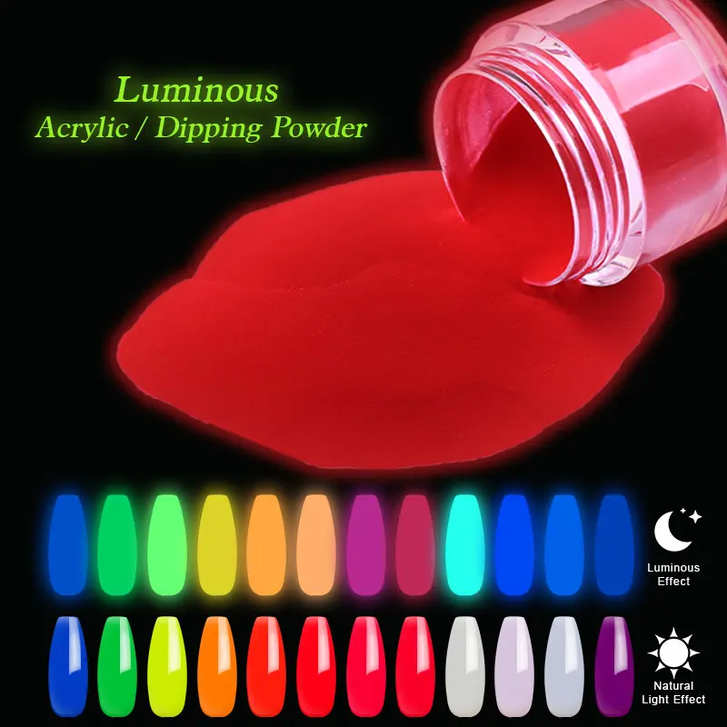 OEM Luminous Color Glow In The Dark Neon Pigment Acrylic Nail Powder For Nails Factory Price