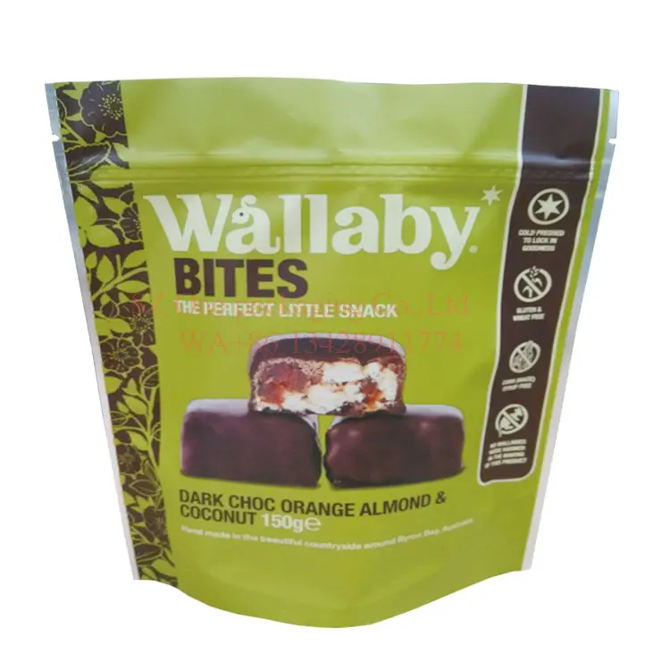 digital printing Friendly Bottom Sealed Flat Pouch Chips Candy Nuts Chocolate Bar Protein Bar Wrapper Small Packaging Mylar Bag