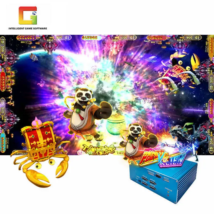 10 players software video fish games shooting games machines fire kirin  panda master tables cabinets arcade boxing game