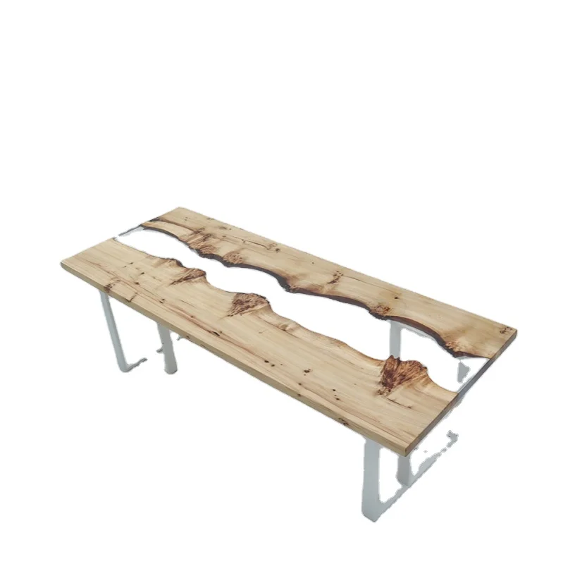 Home decoration luxury dining table on promotion available solid walnut wood epoxy resin river table