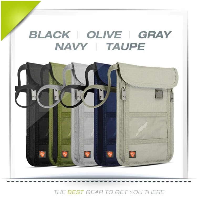 Hot Sell New Security Hidden Travel Neck Stash Nylon Blocking Pouch Wallet