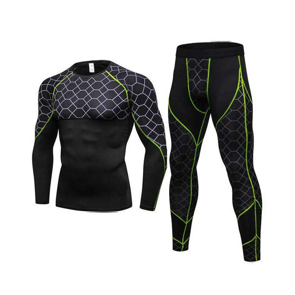 
New Design Sublimation Printing Sportswear Gym Set Youth Compression Long Sleeve Snake Pattern Printing Fitness Suit Men 