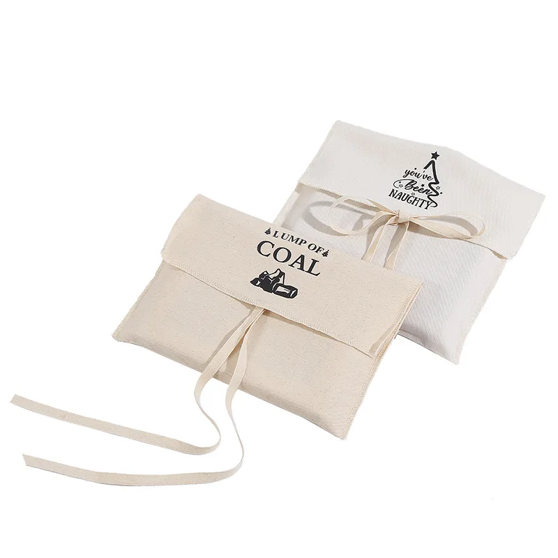Costom Logo Printing White Envelope Cotton Canvas Clothes Pillow Pouch Bag With Cotton Bow Envelope Dust Pouch