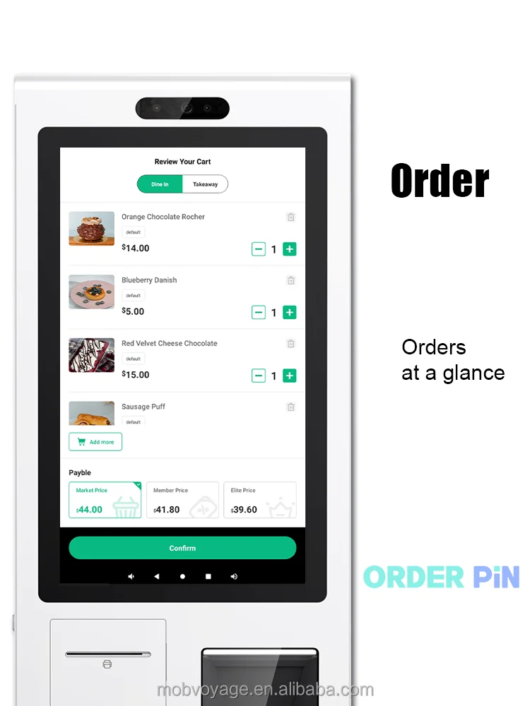 15.6-inch mini desk touch screen pos system fast food cafe software self-service pos terminal ordering kiosk