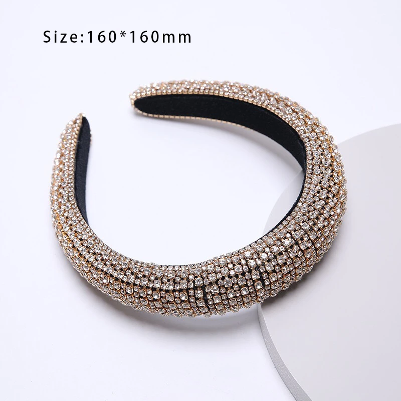 
Wholesale Women headband Padded Diamond Sponge Baroque Headband Luxury Bling Full shinny Rhinestone Headband bulk 