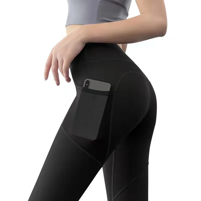 Sports fitness pants peach pants running hip lifting high waist belly tight pants skinny yoga leggings