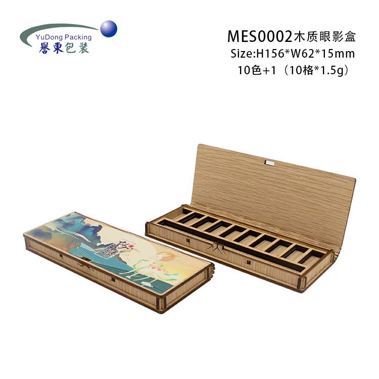 Eco-friendly wholesale luxury custom cosmetic wooden bamboo empty eyeshadow palette eye shadow packaging container