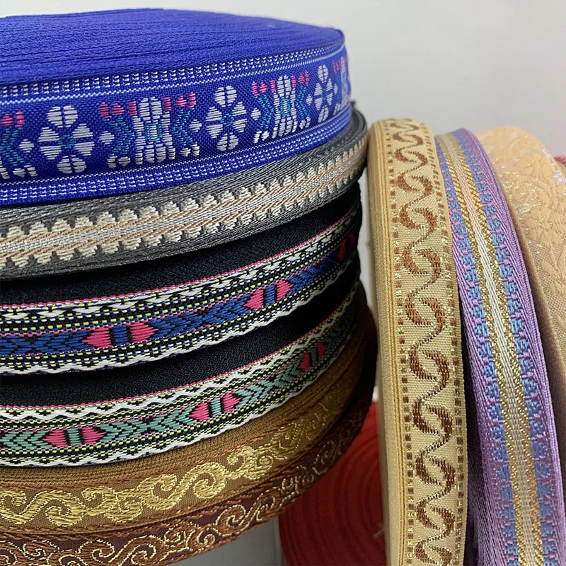 Custom Wholesale Ethnic style jacquard embroidery ribbon Polyester strap webbing for Han Chinese Clothing belt accessories