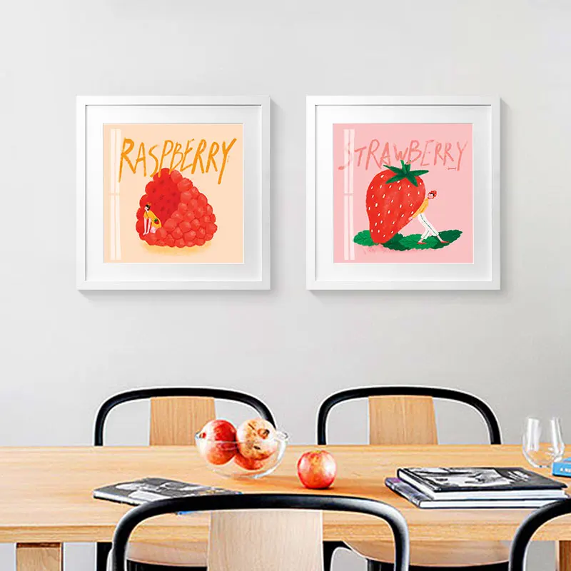 wholesale modern high quality printing realistic Fruits painting and vegetables restaurant wall art decoration