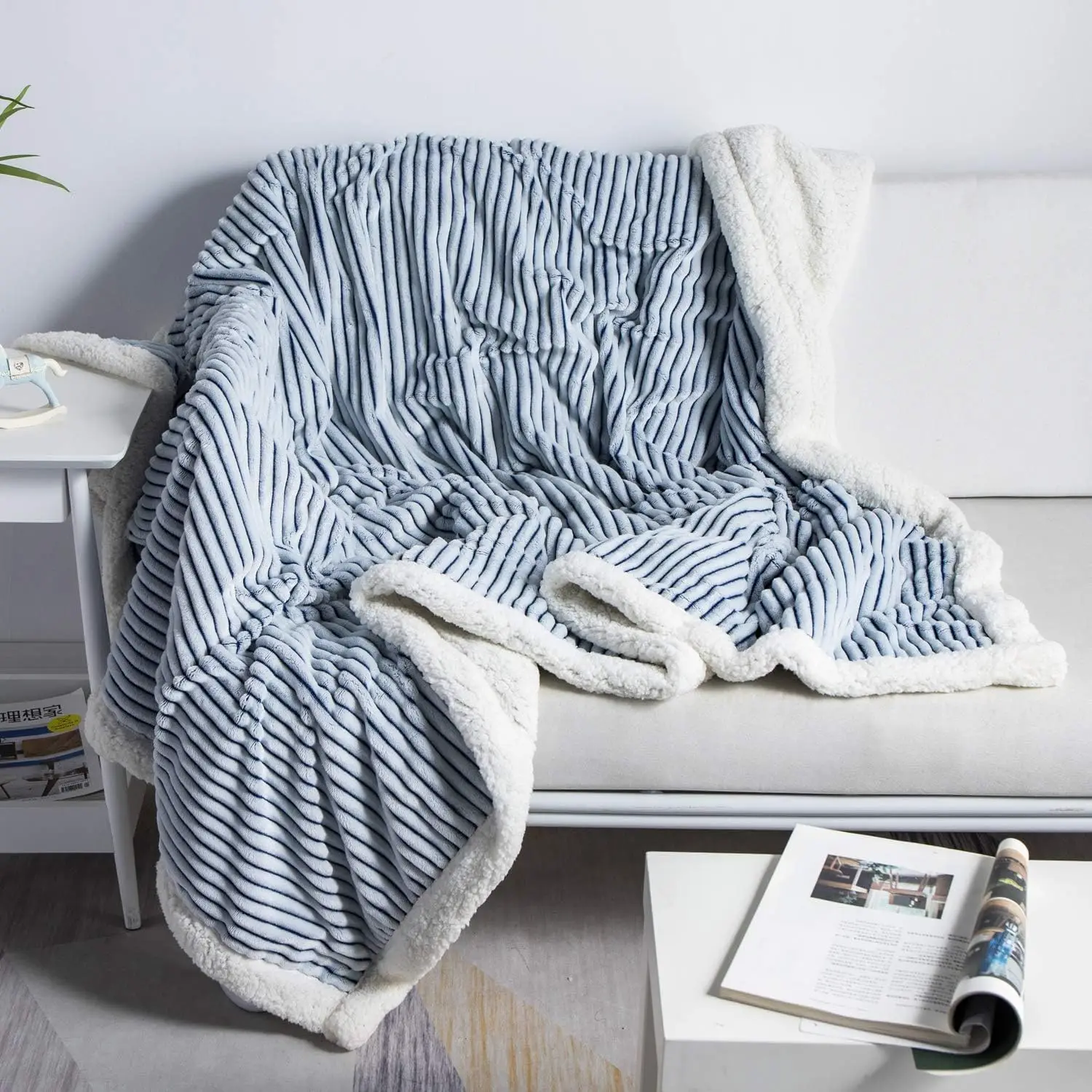 Sherpa Blanket Fleece Beige Soft Plush Fluffy Fuzzy Warm Cozy Thick Perfect for Couch Bed Sofa Throw Blanket