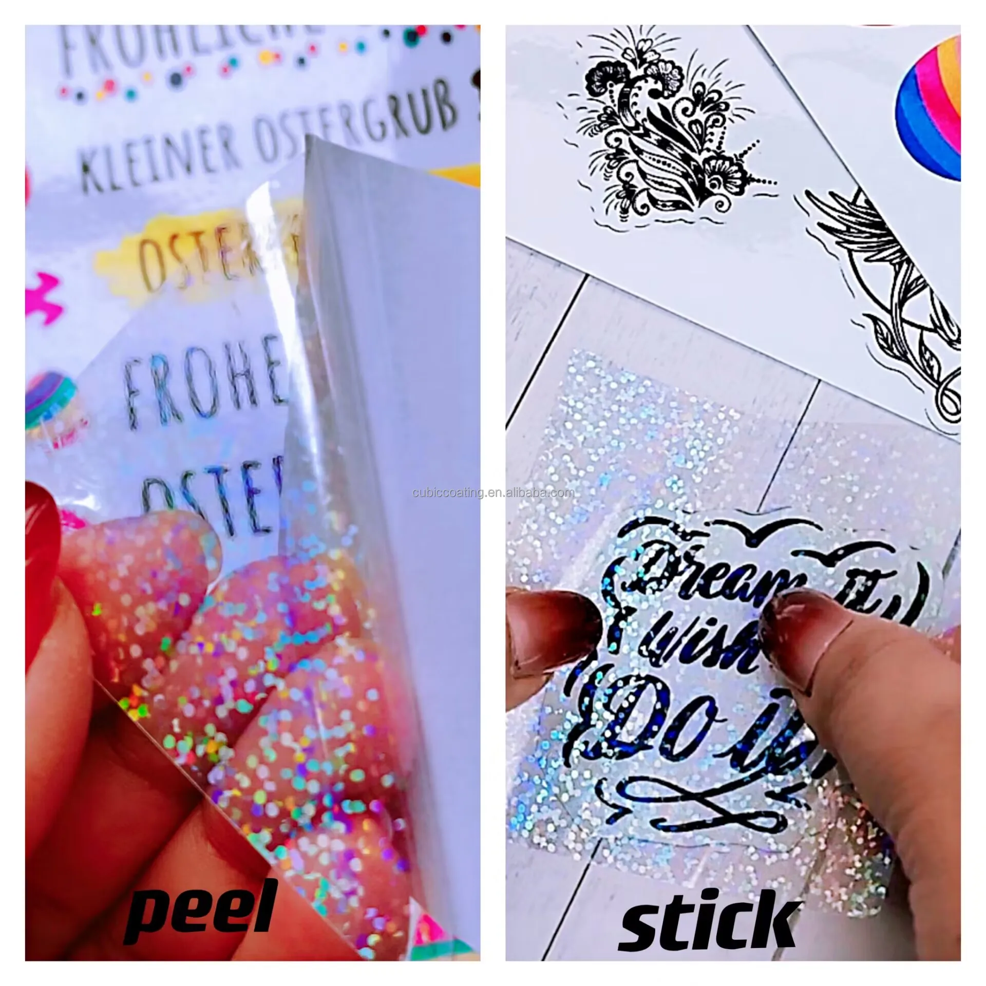 A4/8.5*11inch Self Adhesive super film Cold Laminating Film Holographic Cold Lamination Holographic Clear Holographic Overlay Fi