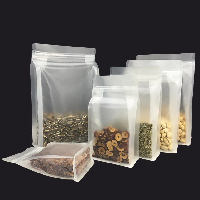 Clear Resealable Stand up Bags Zipper Lock Reusable Storage Pouches Food Package PE Gravure Printing Zipper Bag Zipper Top
