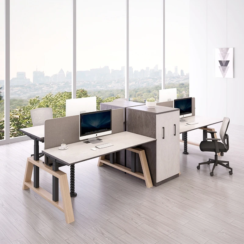 2 4 Person Office Workstations Electric Adjustable Standing Desk Smart Computer Desk
