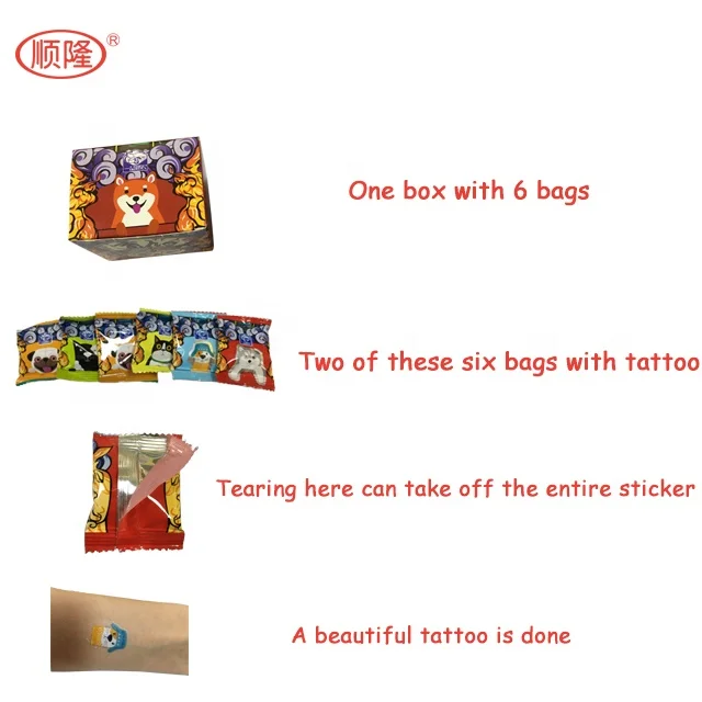 Mix Chewy Candy Jelly Bean Candy with Nice Animal Shape Tattoo in Box