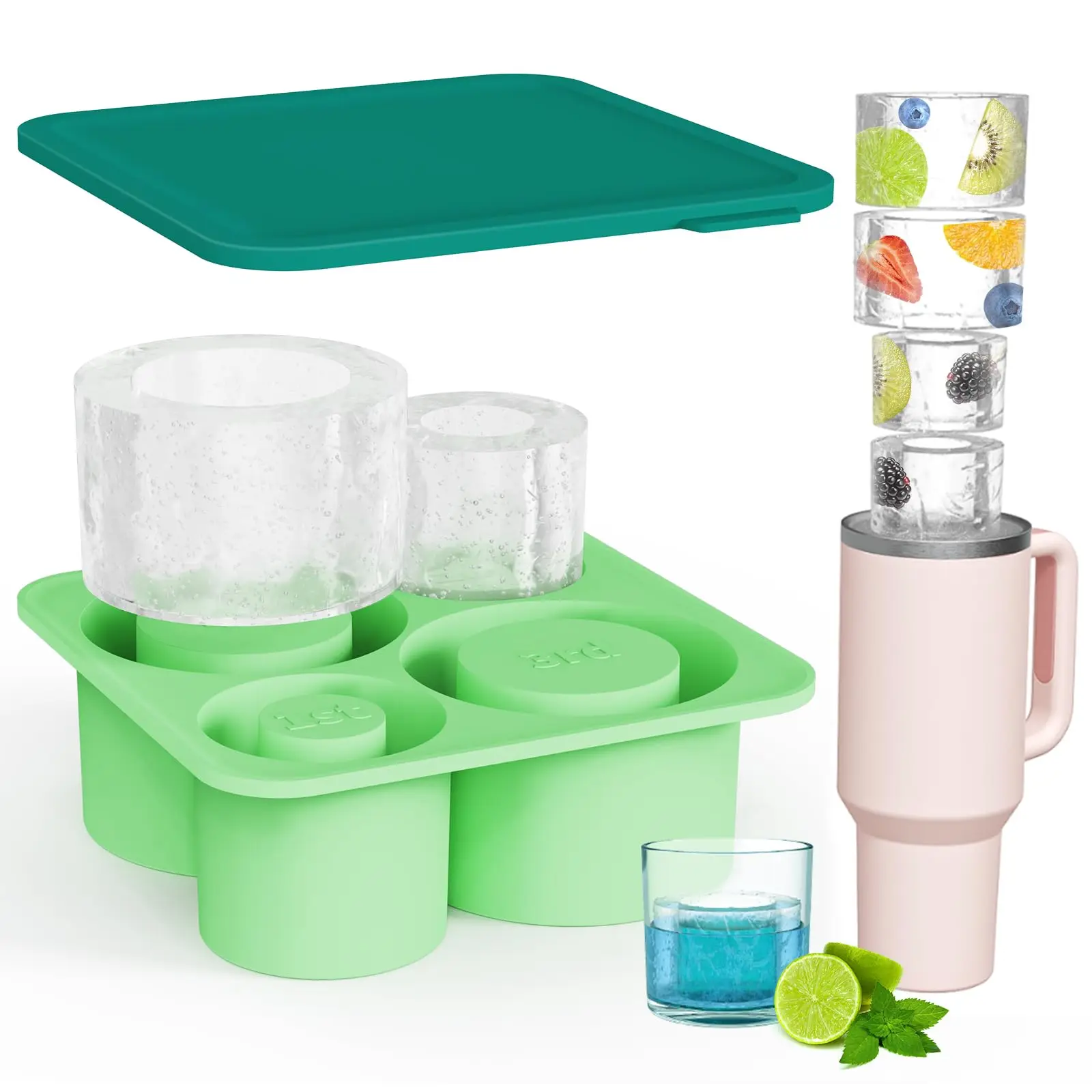 wholesale products hot silicone ice cut mol lattice cube tray moold for stanley straws shaped 40oz tumbler cup molds