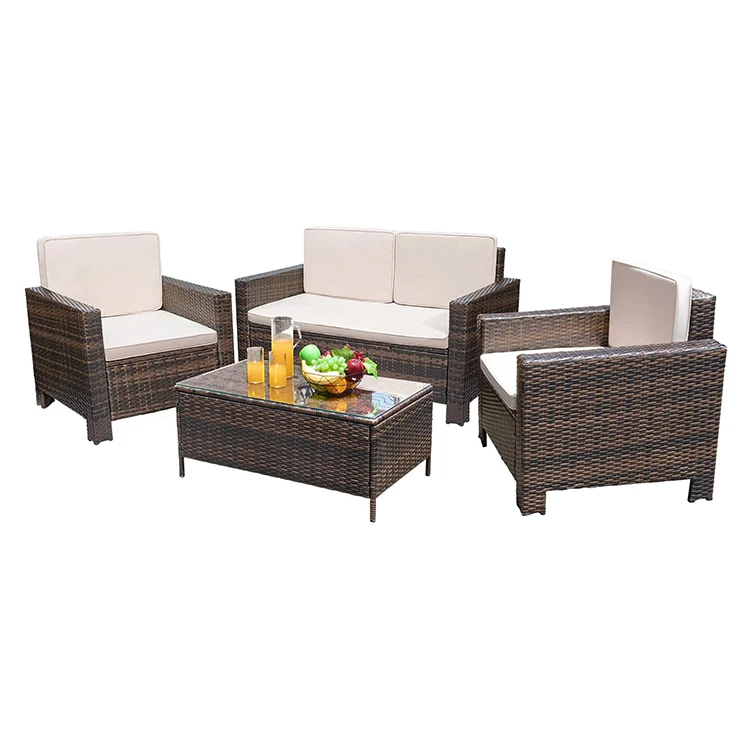 Factory Wholesale Wicker Weaving Sling Rope PE Rattan Balcony Outdoor Patio Furniture Sets Hot on Outside Modern Cheap Rattan