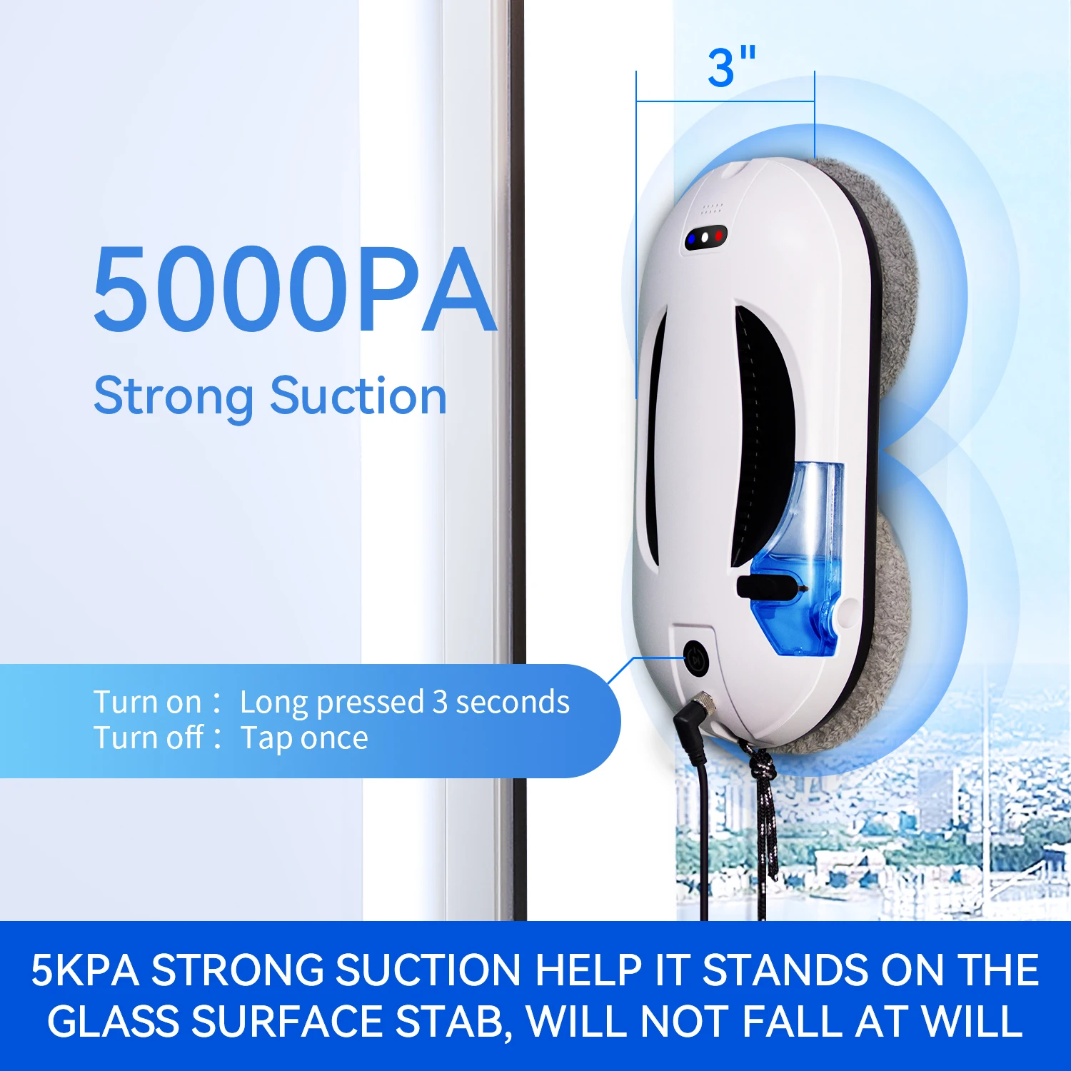 77mm Ultra Thin Window Cleaning Robot Water Spray Powerful Suction Cleaner for Glass Window Washer