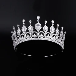 Platinum Plated/ 24K Gold Plated Tiara Wedding Hair Accessories Bridal Crown Tiaras High Quality Women Bride Queen Hair Jewelry