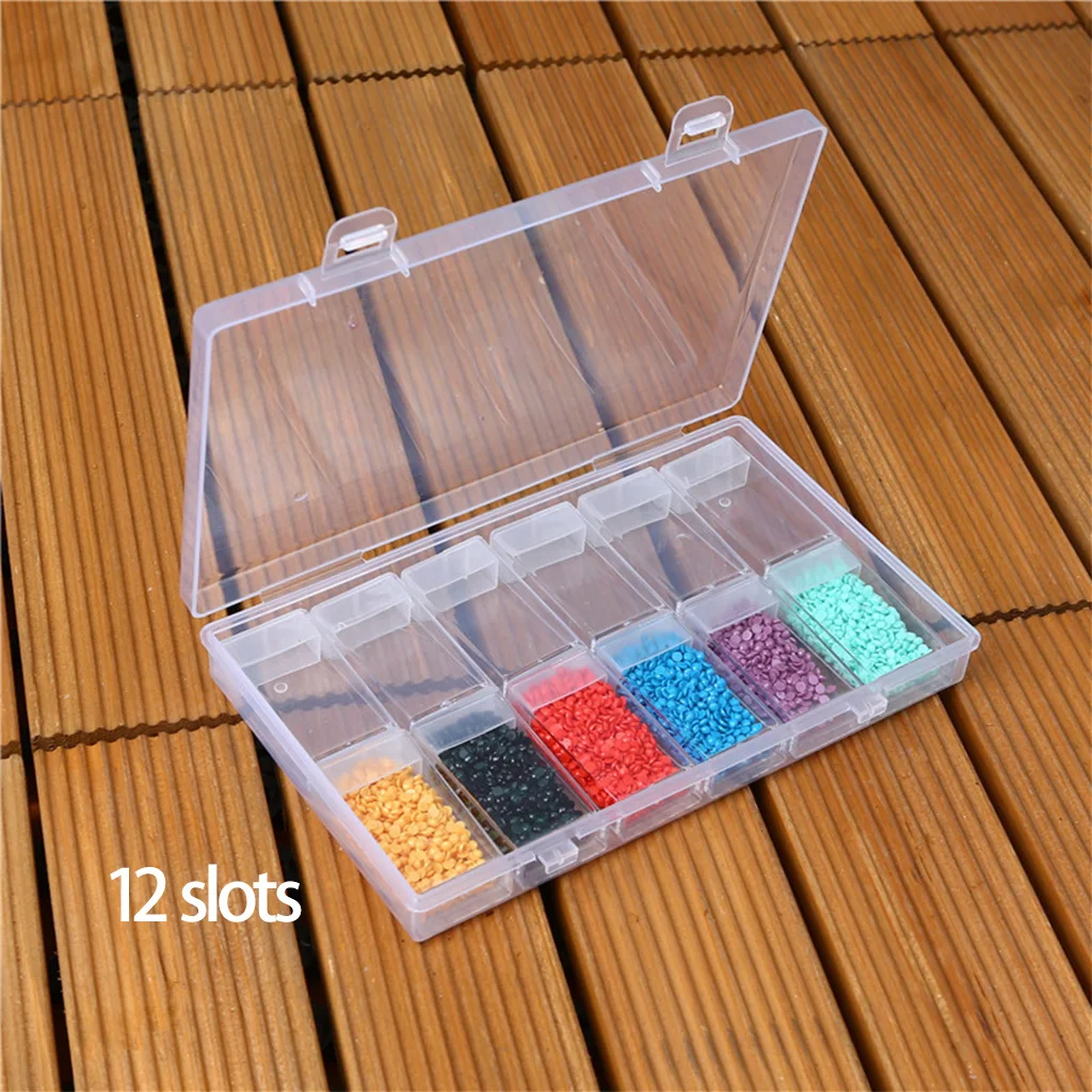 Wholesale hot selling custom cheap 12 24 42 64 Slots plastic jewelry DIY diamond painting beads organiser storage box