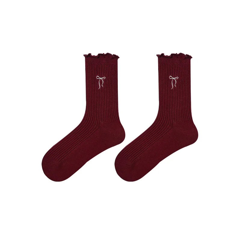 Spring and Autumn England gentleman two pieces of medium-length socks women red cotton stockings