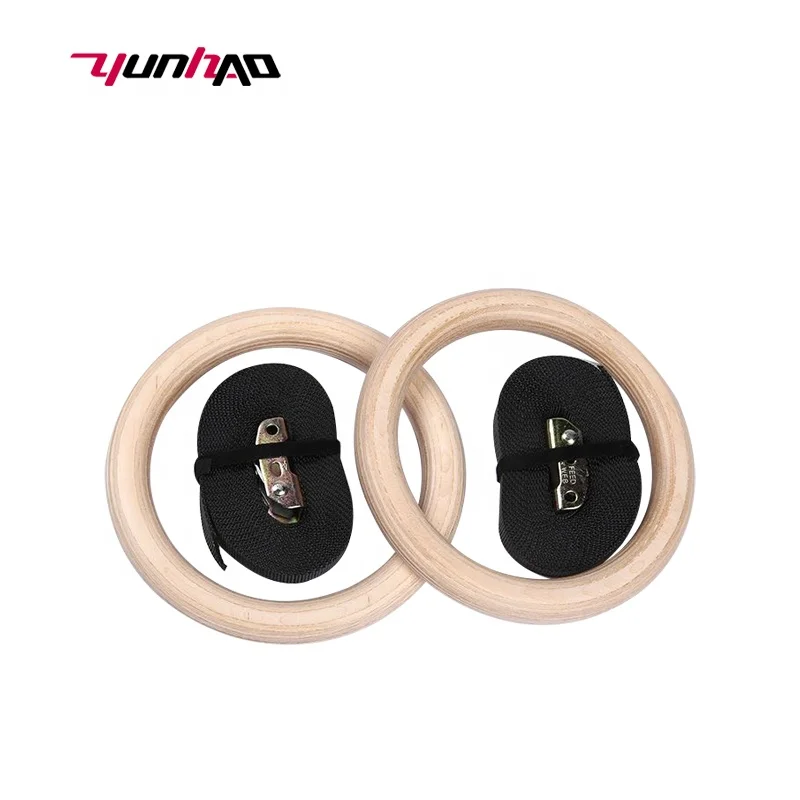 Yuncheng Factory Direct Customized Logo Strength Training Wooden Gymnastic Rings