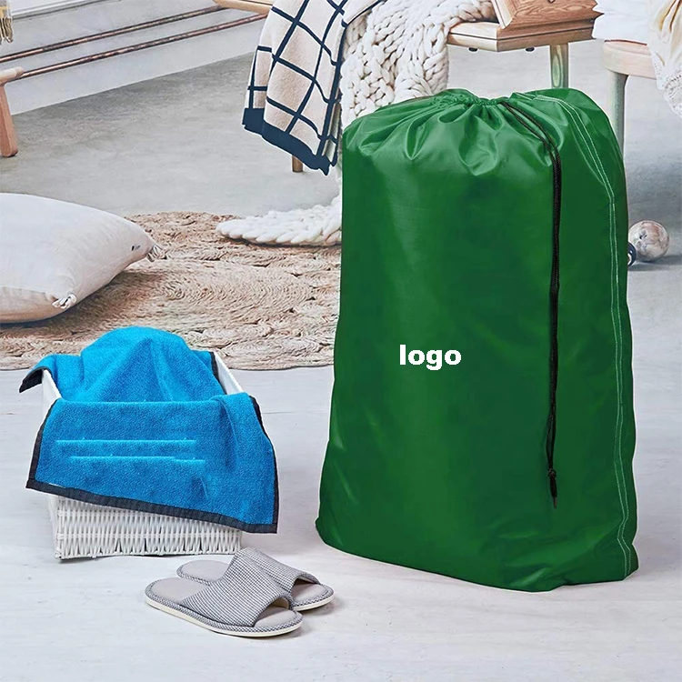 Oem Extra Large Printed Rip-Stop Travel Dirty Clothes Machine Washable Nylon Laundry Bag With Drawstring