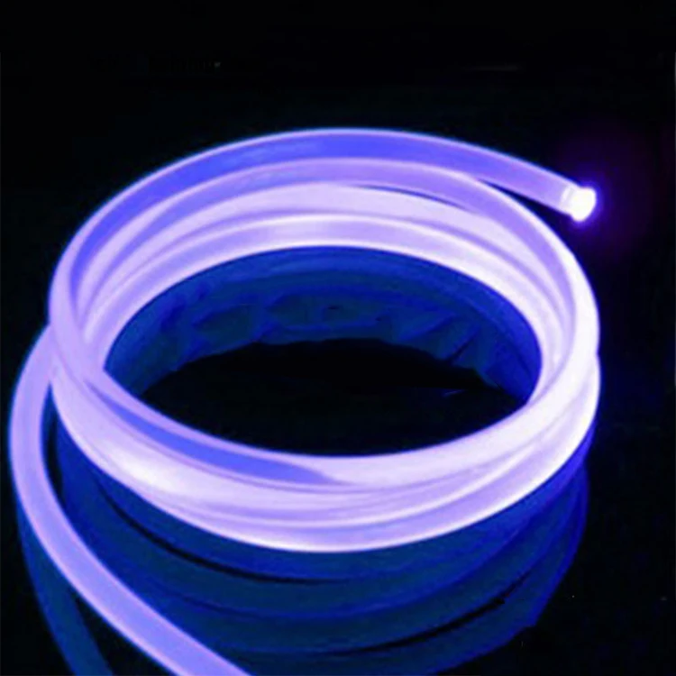 1.5Mm Polymer  Plastic Glow Fog Solid Core Side Emitting Milky Fiber Optic Cable For Pool Facade Lighting