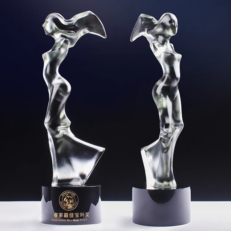 
elegant bodybuilding custom woman shaped optical crystal trophy 