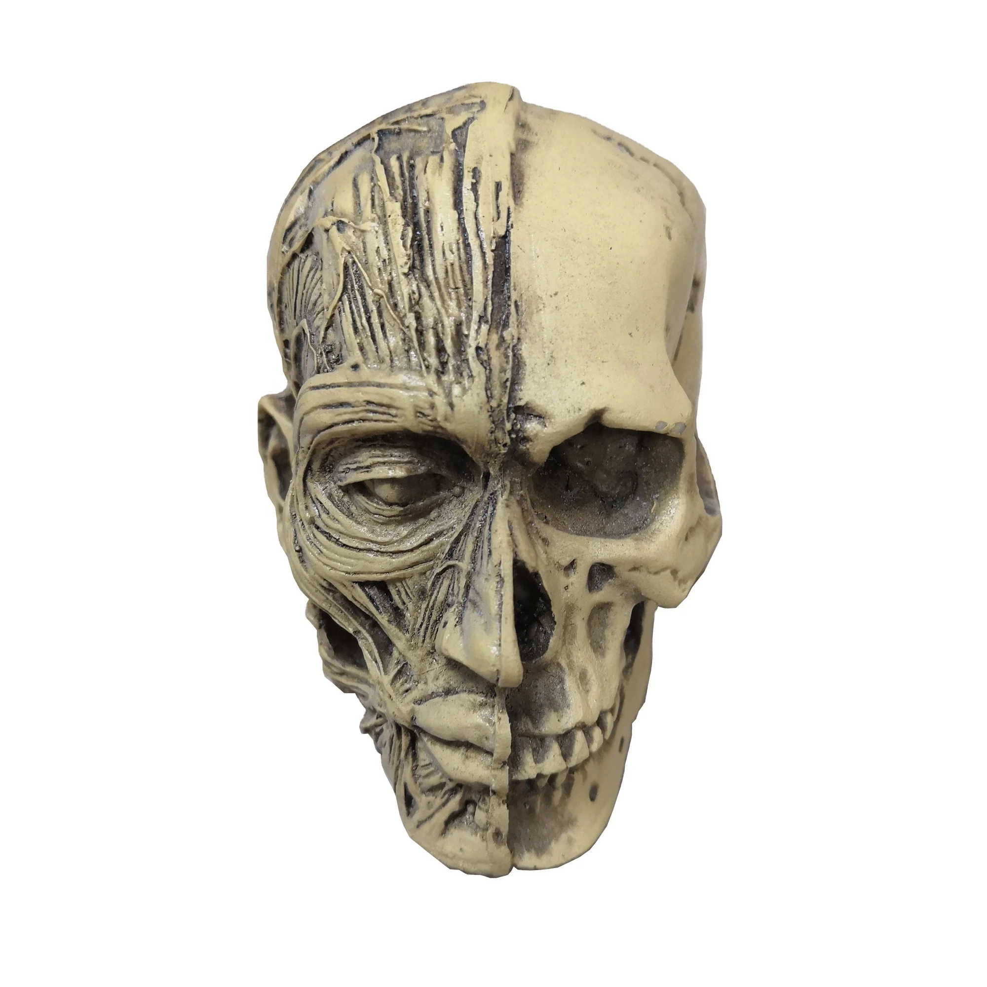 Modern Two-Faced Human Skull Candy Skullcandy for Halloween Decor Resin Gifts & Crafts Sculptures Box Packed Home Decor