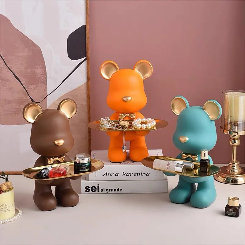 ins wind violent bear enters the home decoration porch living room decoration key tray housewarming gift