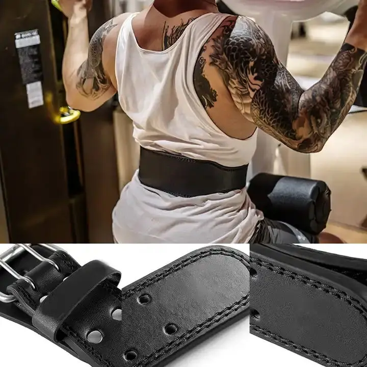 Custom High Quality Cowhide Fitness Training Lift Belt 4 inch Prong Leather Weight Lifting Belt For Men Gym WeightLifting Belt