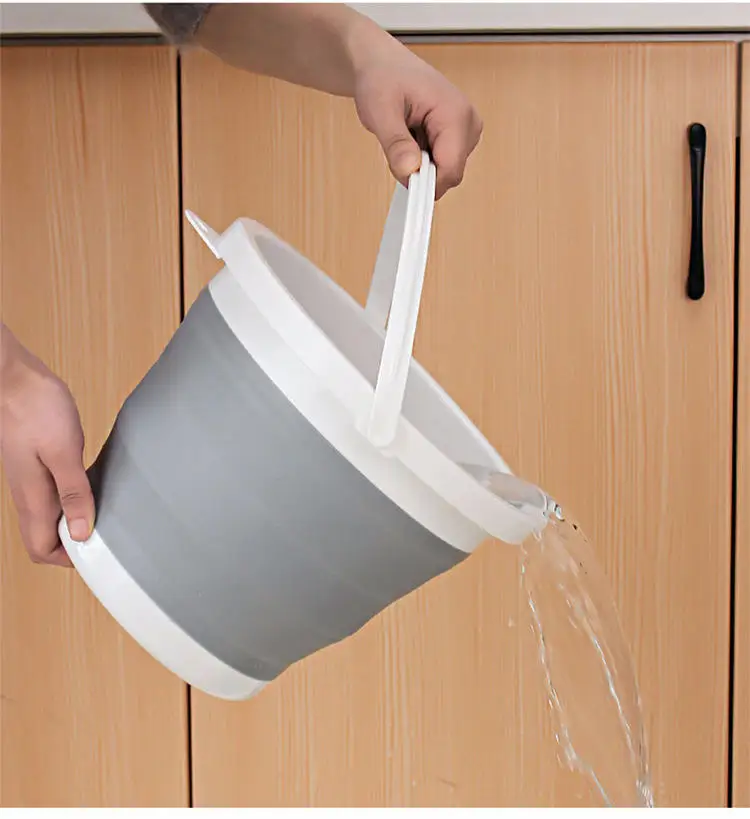 Plastic Bucket Collapsible Bucket With Handle Portable Silicone Folding Washing Water Bucket