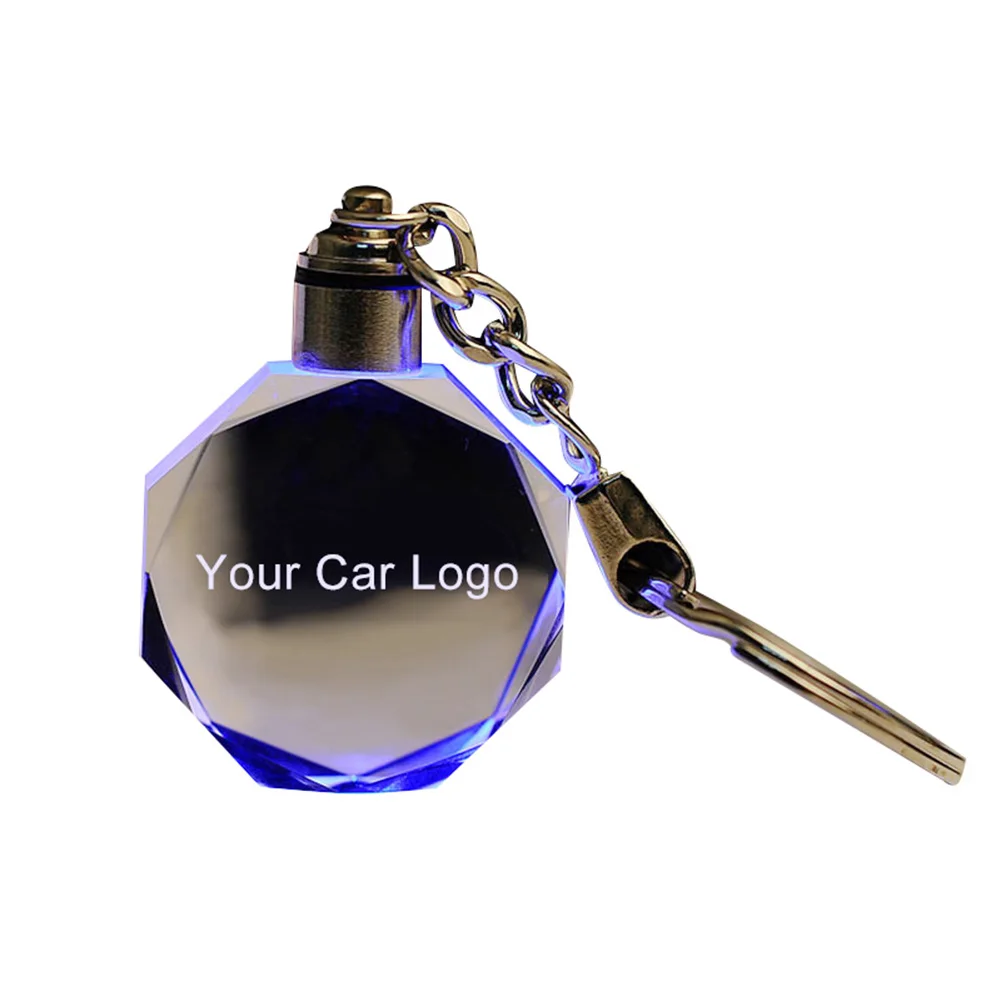 Top Selling Custom Cheap Keychain Led Heart Cute Key Ring Clear Heart Shaped Crystal Led Car Logo Keychain
