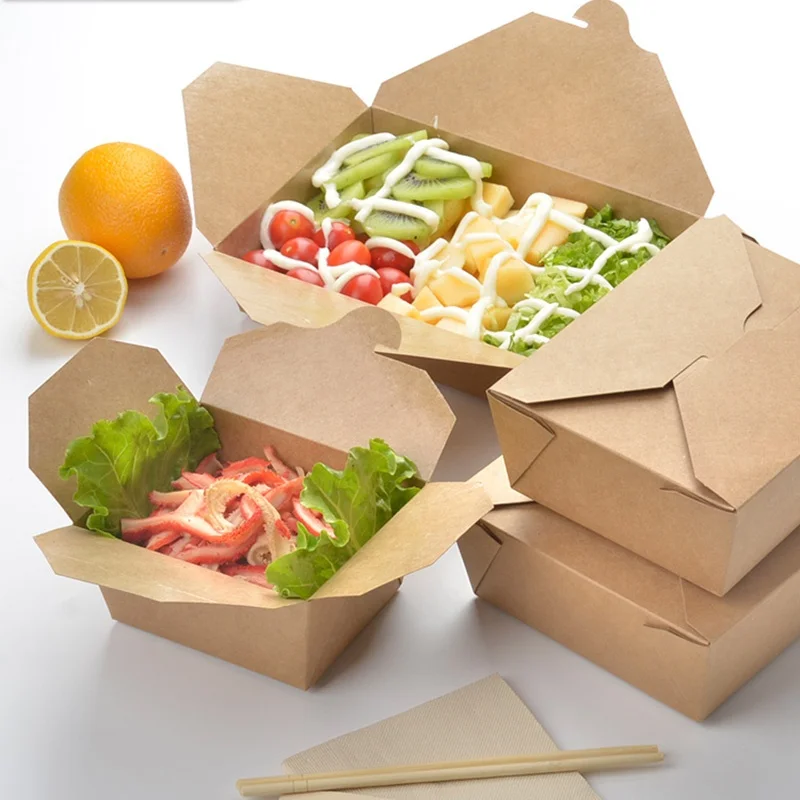 Eco-Friendly And Food Grade Paper Disposable Snack Box, Custom Paper Kraft To Go Boxes